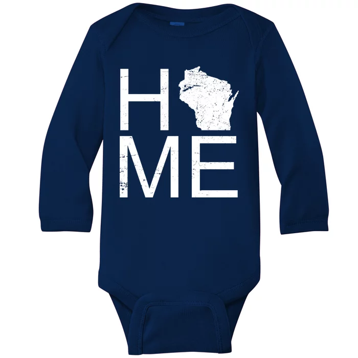 Home Wisconsin State Pride Vintage Baby Long Sleeve Bodysuit