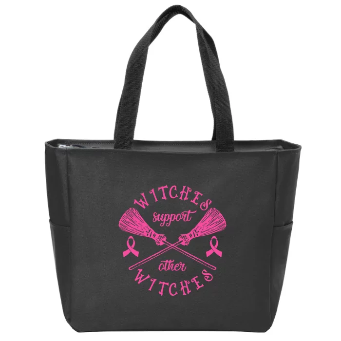 Halloween Witches Support Other Witches Witch Breast Cancer Gift Zip Tote Bag