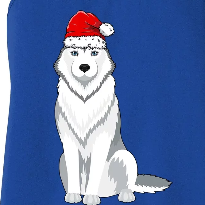 Husky Wearing Santa Hat Xmas Husky Dog Lover Christmas Cool Gift Women's Racerback Tank