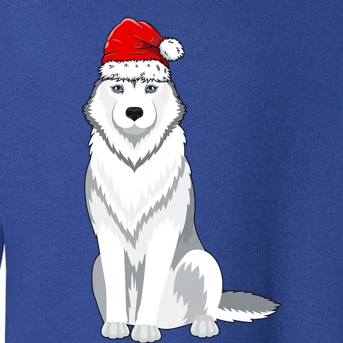 Husky Wearing Santa Hat Xmas Husky Dog Lover Christmas Cool Gift Toddler Sweatshirt