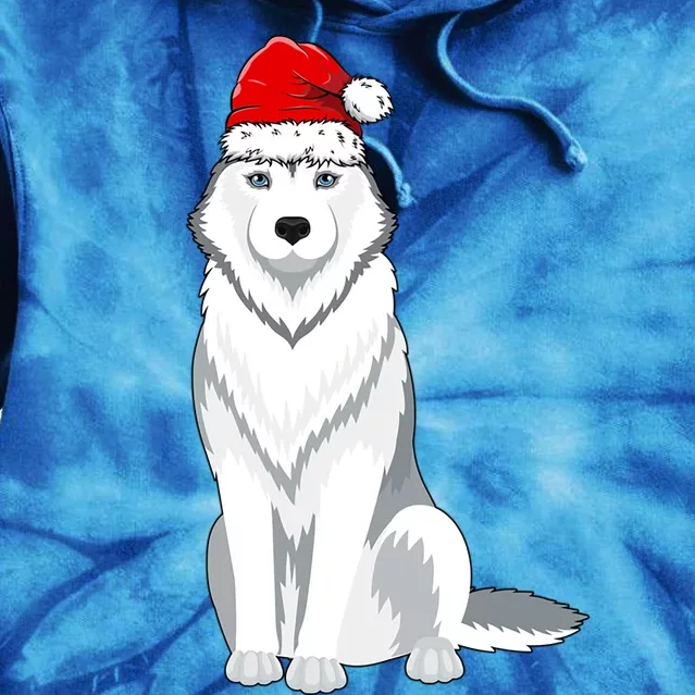 Husky Wearing Santa Hat Xmas Husky Dog Lover Christmas Cool Gift Tie Dye Hoodie