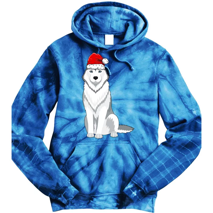 Husky Wearing Santa Hat Xmas Husky Dog Lover Christmas Cool Gift Tie Dye Hoodie