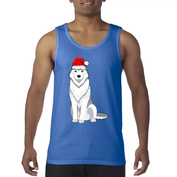 Husky Wearing Santa Hat Xmas Husky Dog Lover Christmas Cool Gift Tank Top