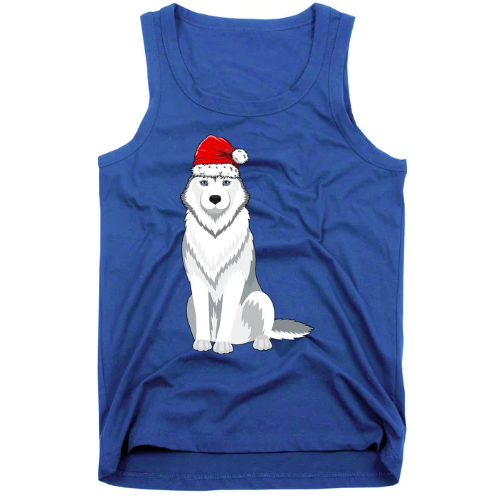 Husky Wearing Santa Hat Xmas Husky Dog Lover Christmas Cool Gift Tank Top