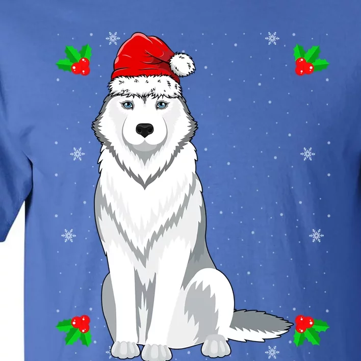 Husky Wearing Santa Hat Xmas Christmas Husky Dog Lover Cute Gift Tall T-Shirt