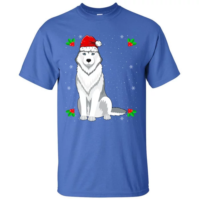 Husky Wearing Santa Hat Xmas Christmas Husky Dog Lover Cute Gift Tall T-Shirt