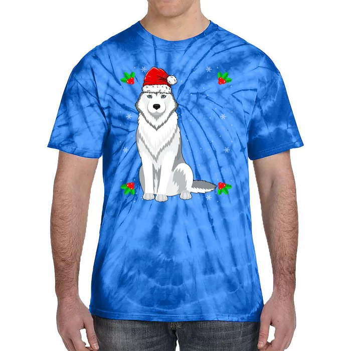 Husky Wearing Santa Hat Xmas Christmas Husky Dog Lover Cute Gift Tie-Dye T-Shirt