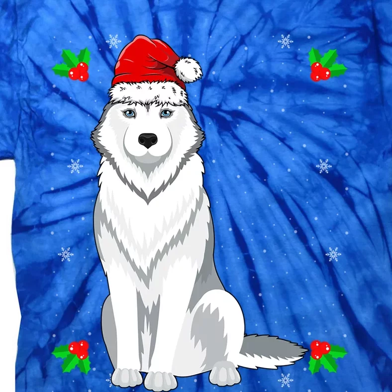 Husky Wearing Santa Hat Xmas Christmas Husky Dog Lover Cute Gift Tie-Dye T-Shirt