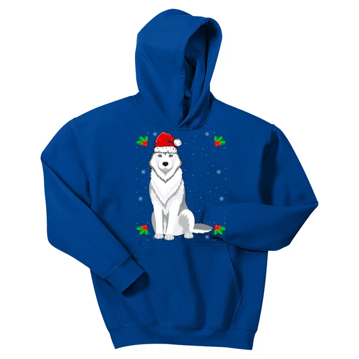 Husky Wearing Santa Hat Xmas Christmas Husky Dog Lover Cute Gift Kids Hoodie