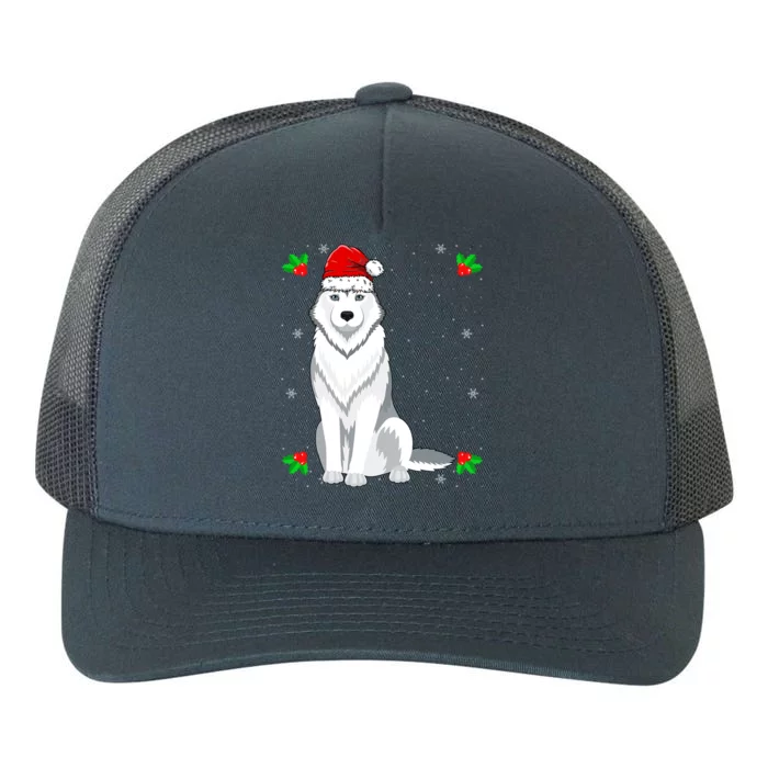 Husky Wearing Santa Hat Xmas Christmas Husky Dog Lover Cute Gift Yupoong Adult 5-Panel Trucker Hat