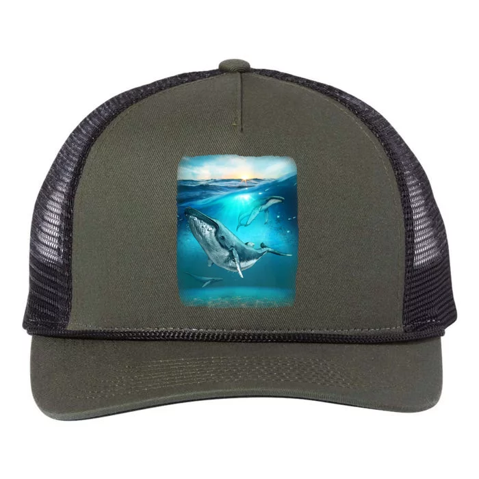 Humpback Whale Sea Ocean Retro Rope Trucker Hat Cap