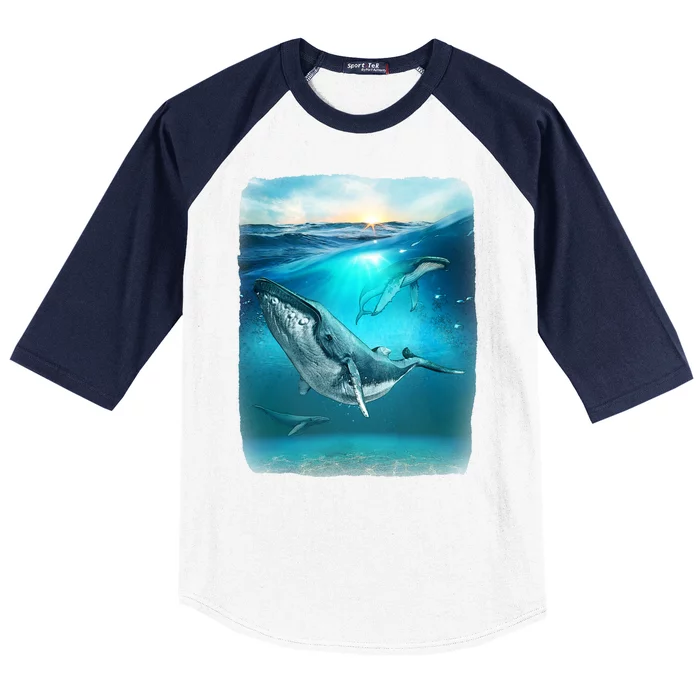 Humpback Whale Sea Ocean Baseball Sleeve Shirt