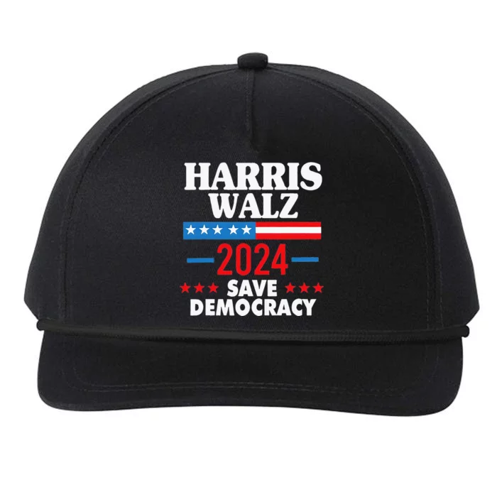 Harris Walz Save Democracy Snapback Five-Panel Rope Hat