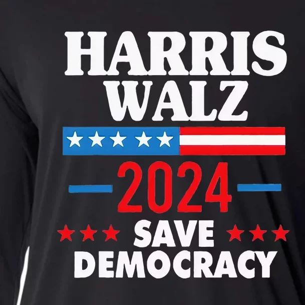 Harris Walz Save Democracy Cooling Performance Long Sleeve Crew