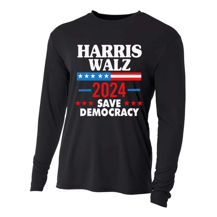 Harris Walz Save Democracy Cooling Performance Long Sleeve Crew