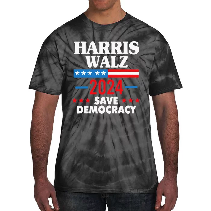 Harris Walz Save Democracy Tie-Dye T-Shirt