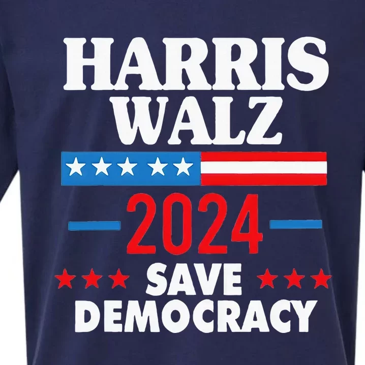 Harris Walz Save Democracy Sueded Cloud Jersey T-Shirt