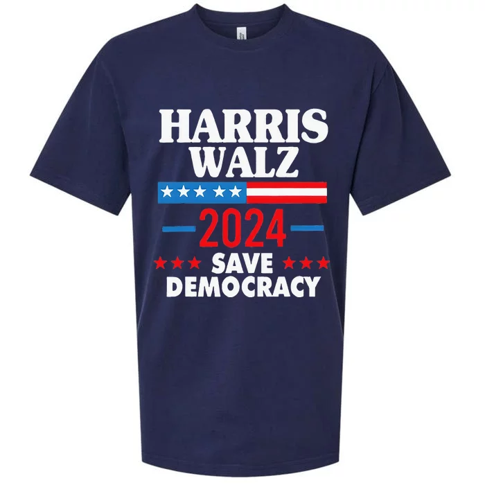 Harris Walz Save Democracy Sueded Cloud Jersey T-Shirt