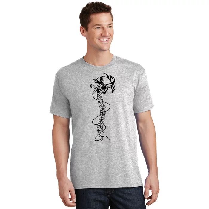 Headphone Wearing Skull Spine T-Shirt