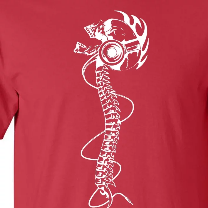 Headphone Wearing Skull Spine Tall T-Shirt