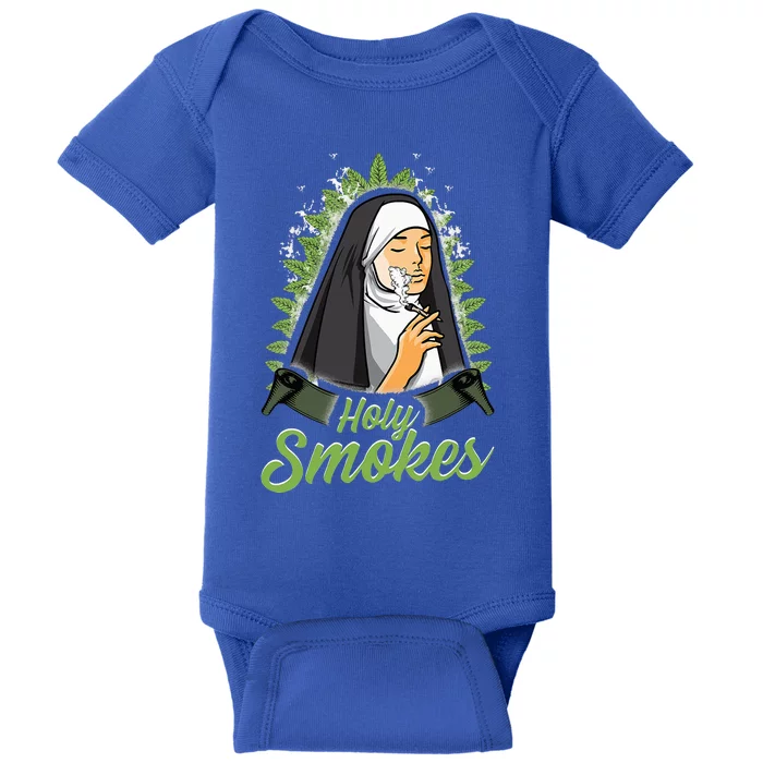 Holy Weed Smokes Funny Nun Baby Bodysuit