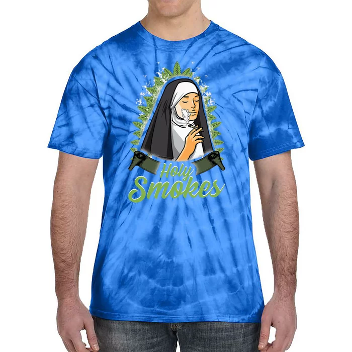 Holy Weed Smokes Funny Nun Tie-Dye T-Shirt