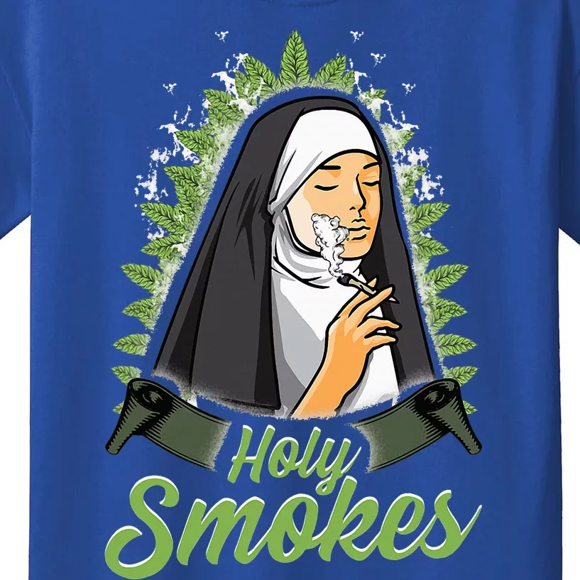 Holy Weed Smokes Funny Nun Kids T-Shirt