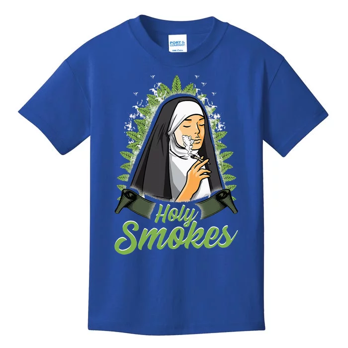 Holy Weed Smokes Funny Nun Kids T-Shirt