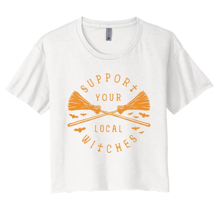 Halloween Witch Support Your Local Witches Women's Crop Top Tee