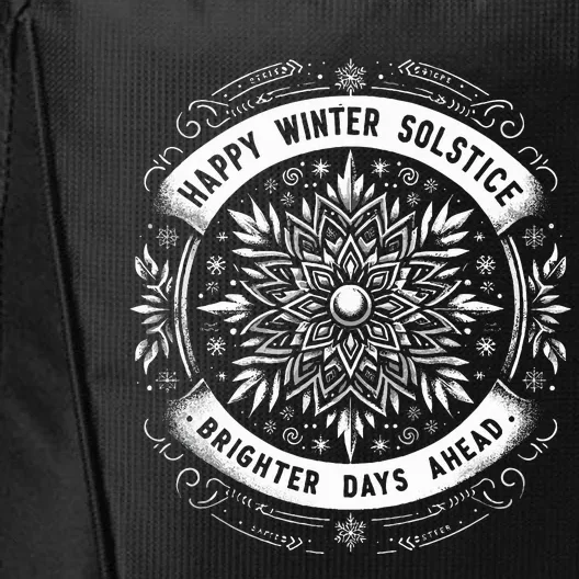 Happy Winter Solstice Brighter Snowflake Days Ahead City Backpack