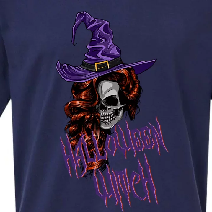 Halloween Witch Scary Halloween Skull Witch Skeleton Gift Sueded Cloud Jersey T-Shirt