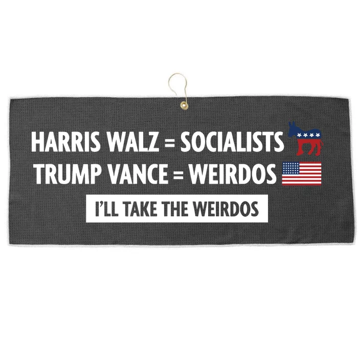 Harris Walz Socialists Trump Vance Weirdos Large Microfiber Waffle Golf Towel