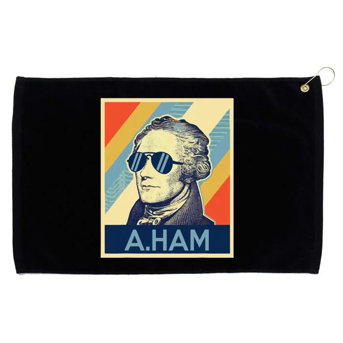 Hamilton Wearing Sunglasses Grommeted Golf Towel