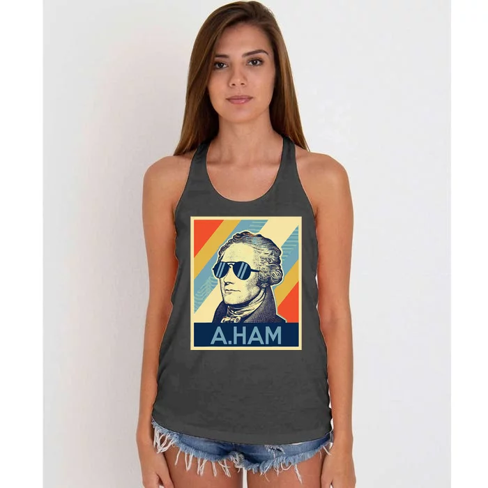 Hamilton Wearing Sunglasses Women's Knotted Racerback Tank