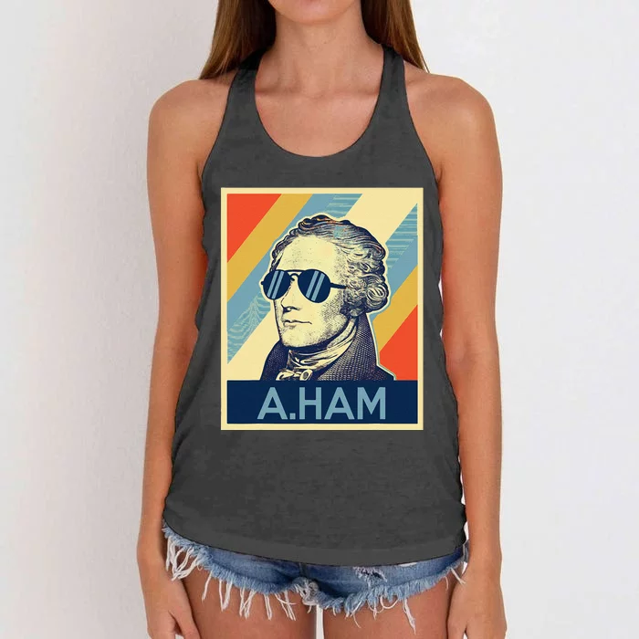 Hamilton Wearing Sunglasses Women's Knotted Racerback Tank