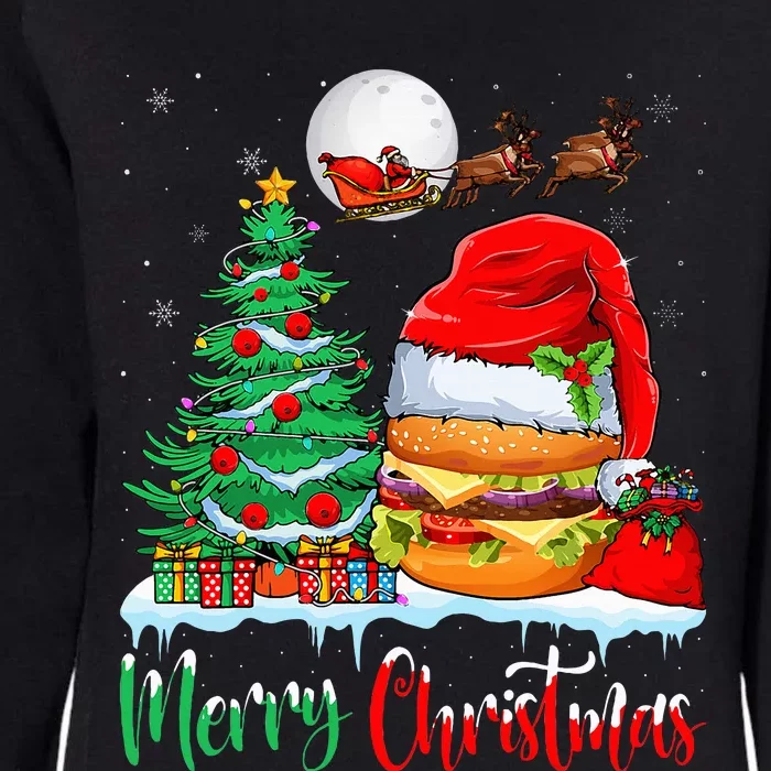 Hamburger Wearing Santa Hat Xmas Merry Christmas Hamburger Womens California Wash Sweatshirt