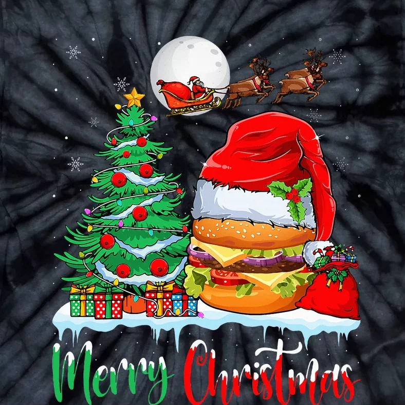 Hamburger Wearing Santa Hat Xmas Merry Christmas Hamburger Tie-Dye T-Shirt