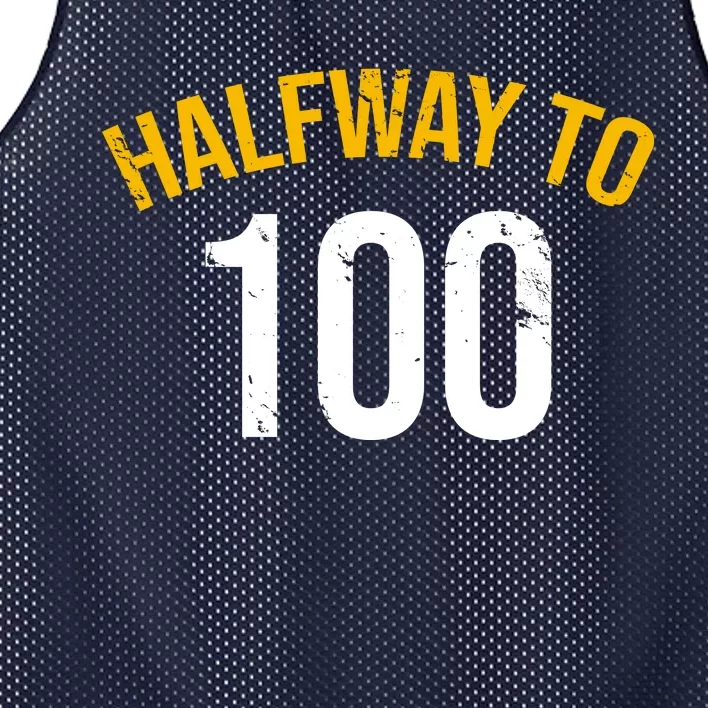 Half Way To 100, Funny 50th Birthday Joke Mesh Reversible Basketball Jersey Tank