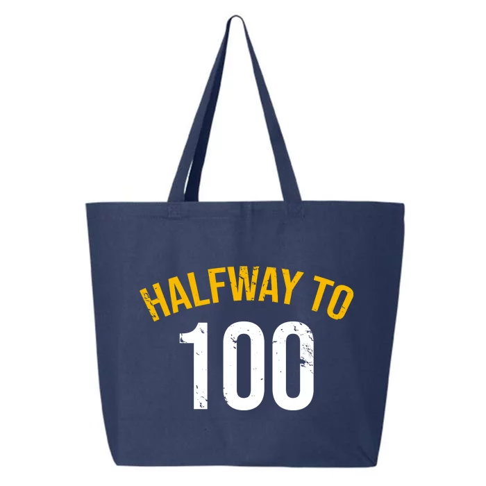 Half Way To 100, Funny 50th Birthday Joke 25L Jumbo Tote