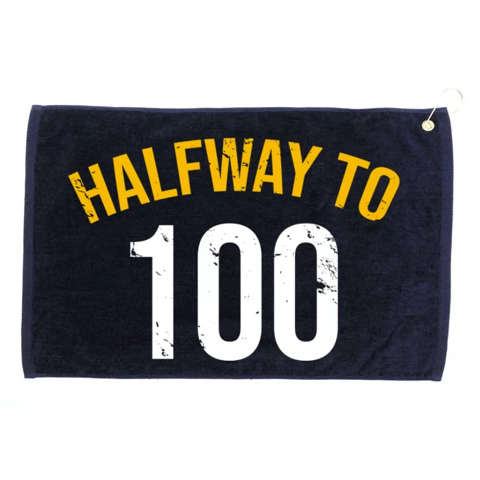 Half Way To 100, Funny 50th Birthday Joke Grommeted Golf Towel