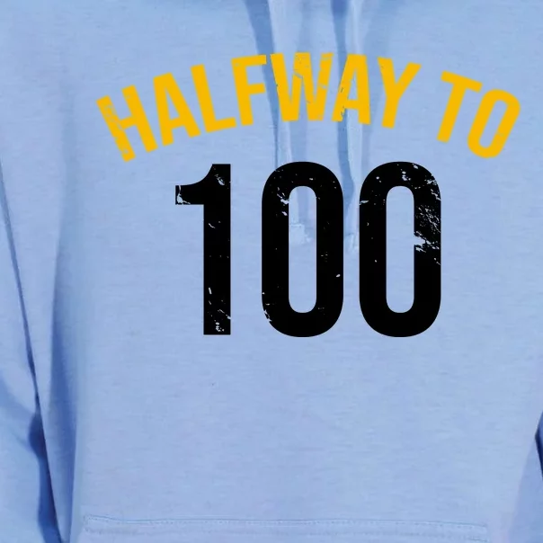 Half Way To 100, Funny 50th Birthday Joke Unisex Surf Hoodie