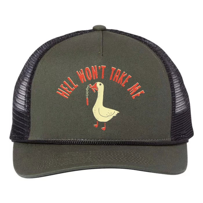 Hell Wont Take Me Funny Duck Retro Rope Trucker Hat Cap