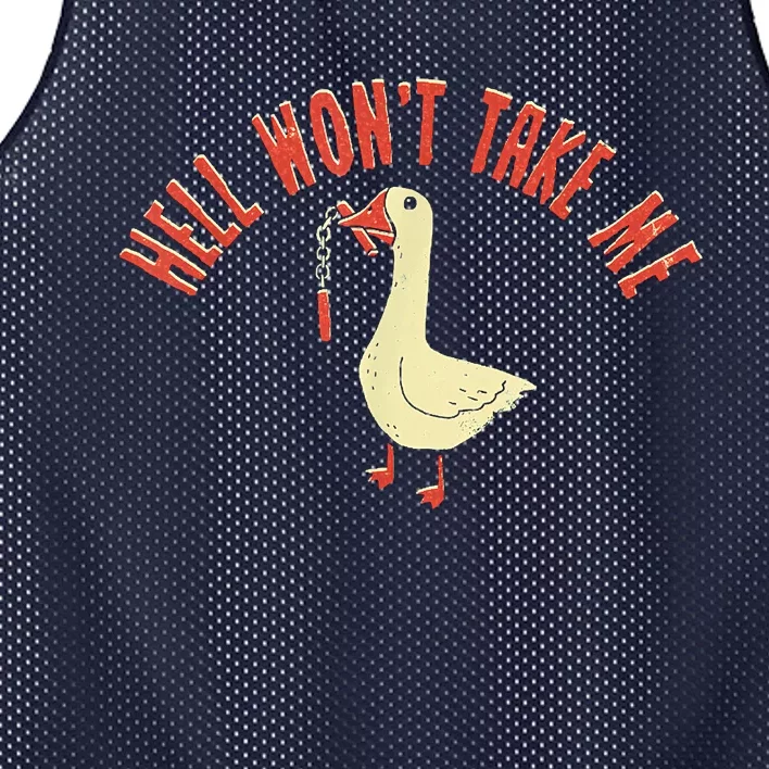 Hell Wont Take Me Funny Duck Mesh Reversible Basketball Jersey Tank