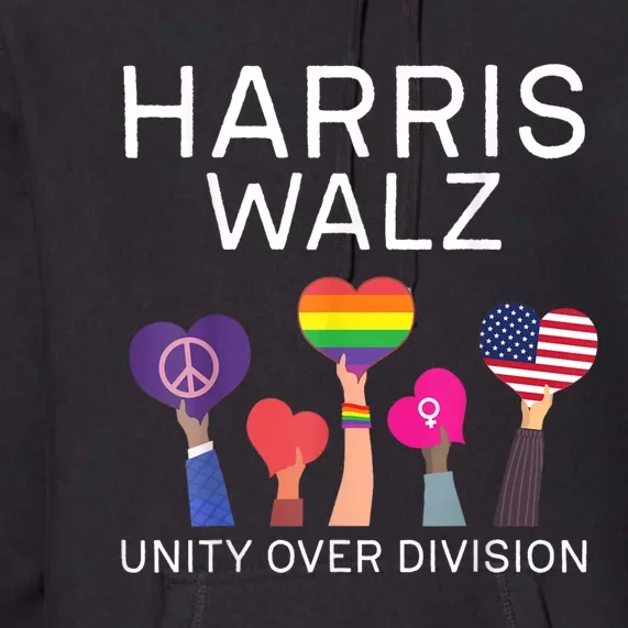 Harris Waltz Tim Walz Unity Over Division Premium Hoodie