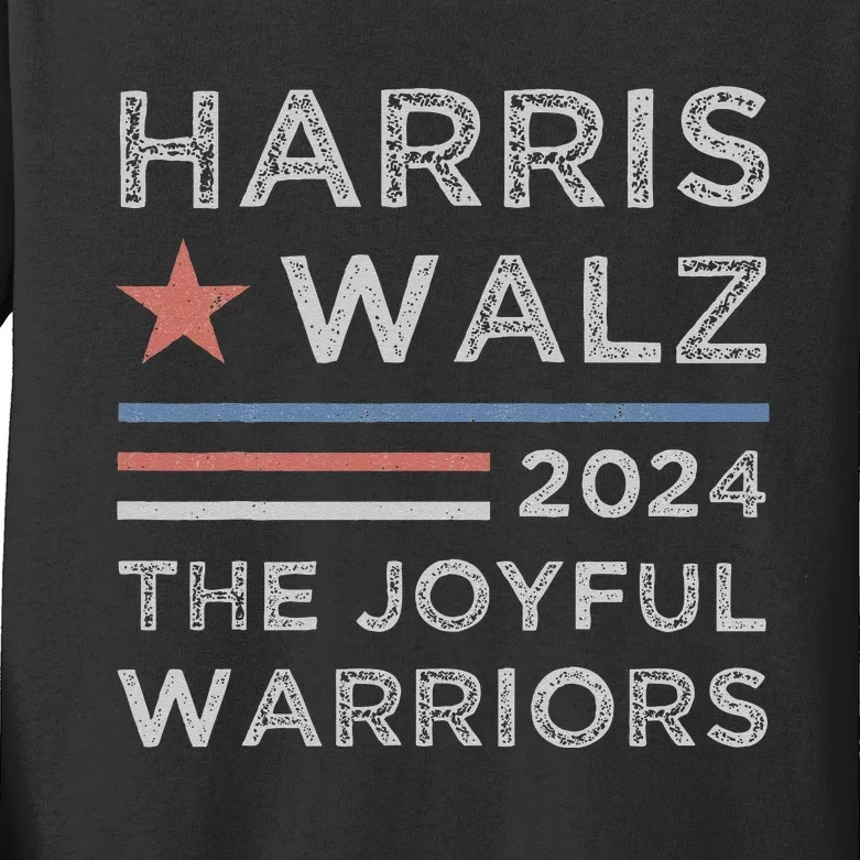 Harris Walz The Joyful Warriors Tim Waltz Kamala Harris 2024 Kids Long Sleeve Shirt