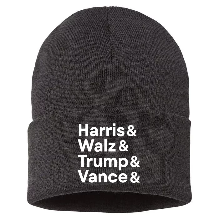 Harris Walz Trump Vance Election President 2024 Vote Sustainable Knit Beanie