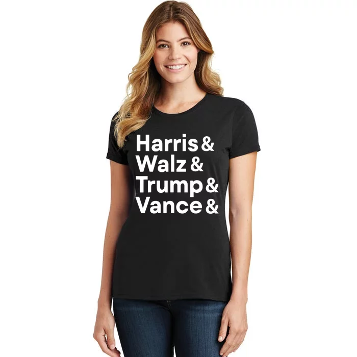 Harris Walz Trump Vance Election President 2024 Vote Women's T-Shirt