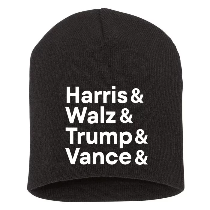 Harris Walz Trump Vance Election President 2024 Vote Short Acrylic Beanie