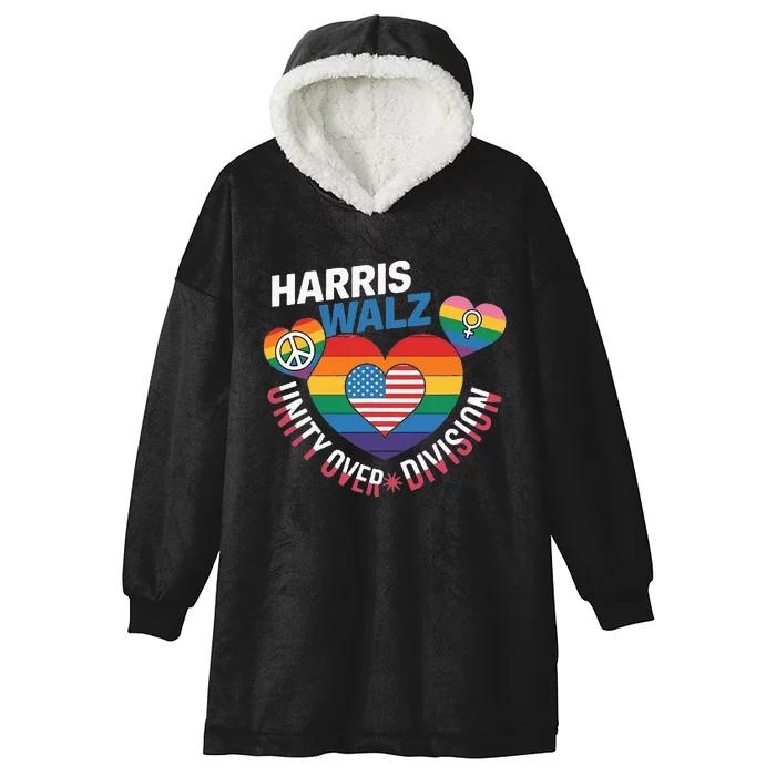 Harris Walz Together Against Division Hooded Wearable Blanket