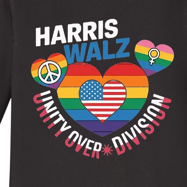 Harris Walz Together Against Division Baby Long Sleeve Bodysuit